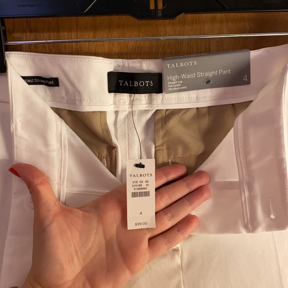 NWT Talbots White High-Waisted Straight Pant - Picture 3 of 4